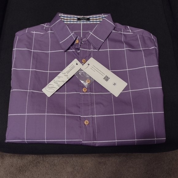 Coofandy Long Sleeve Purple & White Checkered, Orange Button Down Shirt, M. NWT. - Picture 8 of 12